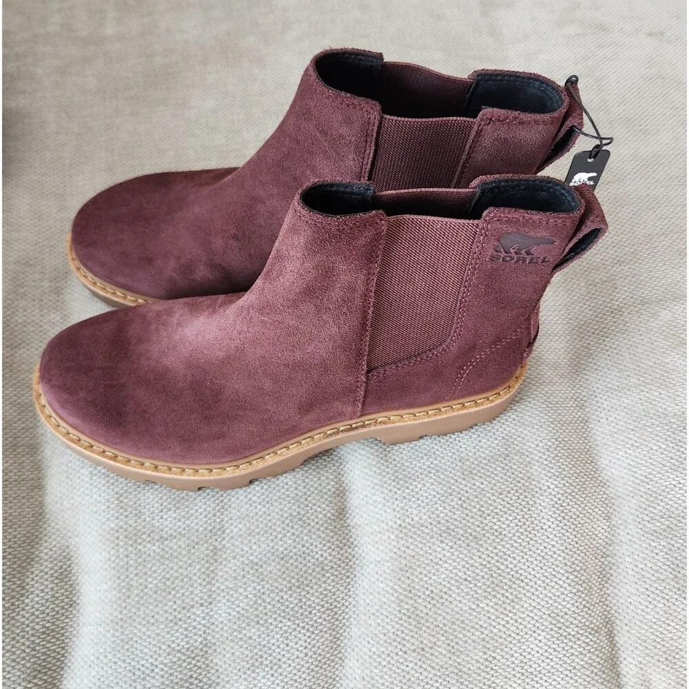 Sorel Women's Burgundy Size 8 Revel RD Chelsea Waterproof Boots NWOB